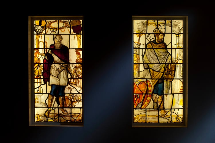 Mozes en koning David op glas