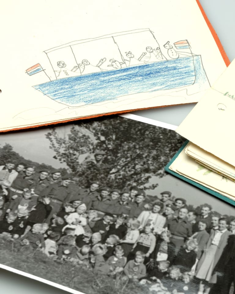 Kindertekeningen van een bevrijdingspicknick